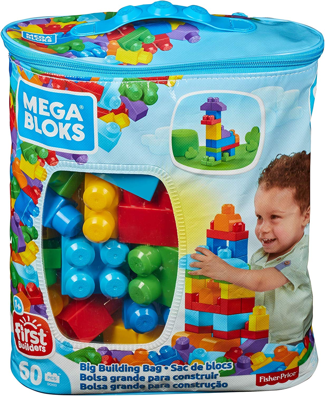 Mega Bloks Big Building Bag 60 Pcs - Blue